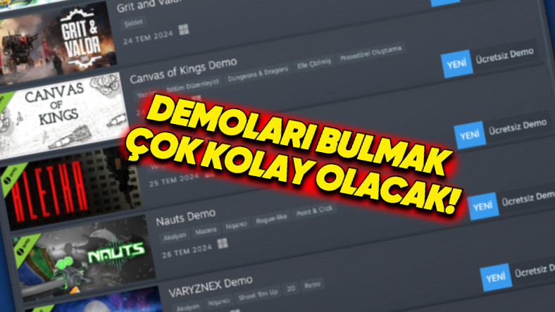 Steam, Oyunları Bedavaya Denemenizi Sağlayan Demolar Hakkında Oyuncuları Çok Sevindirecek Değişiklikler Yaptı